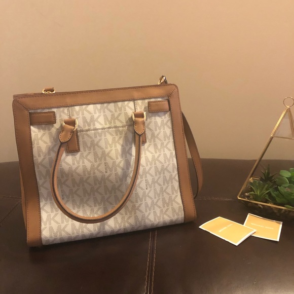 Michael Kors Hamilton cognac brown&cream bag - Picture 5 of 8